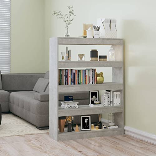 HANJIEFACAI Bücherregal/Raumteiler Betongrau 100x30x135 cm Small Shelf Book Shelf Small Bookshelf Display Cabinet für Wohnzimmer Schlafzimmer Balkon Arbeitszimmer von HANJIEFACAI