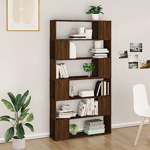 HANJIEFACAI Bücherregal/Raumteiler Braun Eichen-Optik 100x24x188 cm Small Shelf Bookcase Cabinet Display Cabinet für Flur Schlafzimmer Arbeitszimmer Balkon von HANJIEFACAI