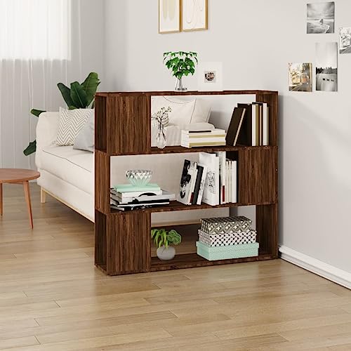 HANJIEFACAI Bücherregal/Raumteiler Braun Eichen-Optik 100x24x94 cm Shelves for Bedroom Book Shelf Shelf Organizer Display Cabinet für Schlafzimmer Balkon Arbeitszimmer Flur von HANJIEFACAI
