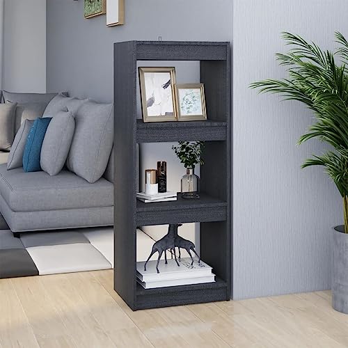 HANJIEFACAI Bücherregal/Raumteiler Grau 40x30x103,5 cm Massivholz Kiefer Small Shelf Bookcase Small Bookshelf Display Cabinet für Schlafzimmer Balkon Flur Arbeitszimmer von HANJIEFACAI