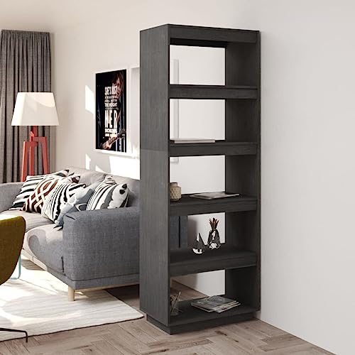 HANJIEFACAI Bücherregal/Raumteiler Grau 60x35x167 cm Massivholz Kiefer Small Shelf Book Shelf Cabinet Shelves for Bedroom für Flur Balkon Arbeitszimmer Schlafzimmer von HANJIEFACAI