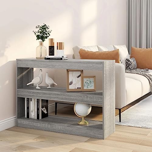 HANJIEFACAI Bücherregal/Raumteiler Grau Sonoma 100x30x72 cm Small Bookcase Book Shelf Cabinet Display Cabinet für Flur Schlafzimmer Wohnzimmer Arbeitszimmer von HANJIEFACAI
