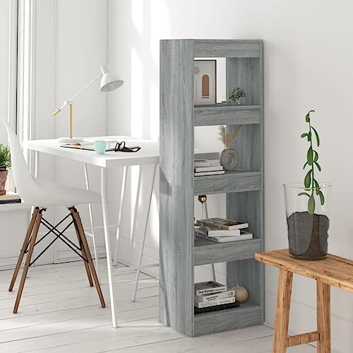HANJIEFACAI Bücherregal/Raumteiler Grau Sonoma 40x30x135 cm Shelves for Bedroom Book Shelf Small Bookshelf Book Shelves für Wohnzimmer Arbeitszimmer Schlafzimmer Flur von HANJIEFACAI