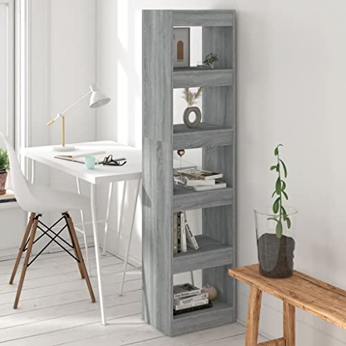 HANJIEFACAI Bücherregal/Raumteiler Grau Sonoma 40x30x166 cm Small Shelf Book Shelf Bookcase Shelves for Bedroom für Wohnzimmer Balkon Arbeitszimmer Flur von HANJIEFACAI