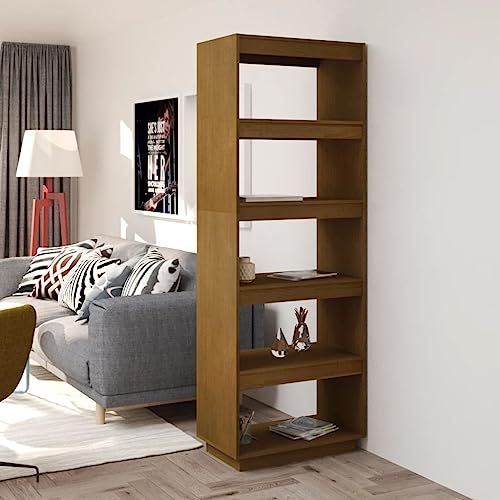 HANJIEFACAI Bücherregal/Raumteiler Honigbraun 60x35x167 Massivholz Kiefer Small Shelf Book Shelf Cabinet Shelves for Bedroom für Flur Balkon Arbeitszimmer Schlafzimmer von HANJIEFACAI