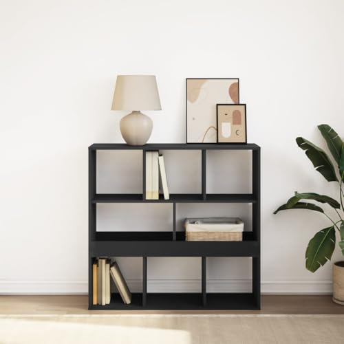 HANJIEFACAI Bücherregal/Raumteiler Schwarz 100x33x94,5 cm Small Shelf Book Shelf Small Bookshelf Display Cabinet für Wohnzimmer Flur Schlafzimmer Arbeitszimmer von HANJIEFACAI