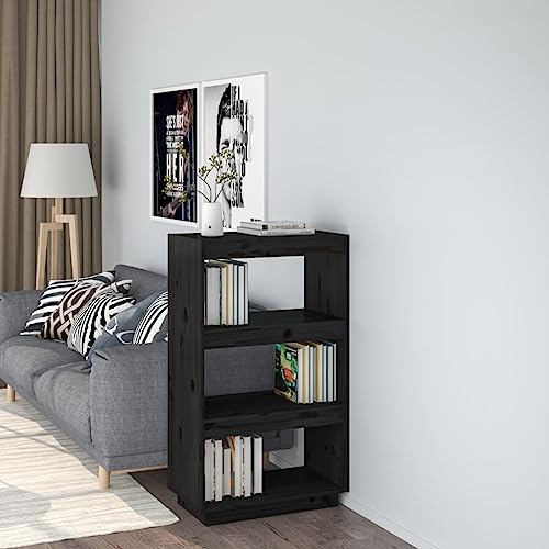 HANJIEFACAI Bücherregal/Raumteiler Schwarz 60x35x103 cm Massivholz Kiefer Small Shelf Book Shelf Cabinet Shelves for Bedroom für Flur Balkon Arbeitszimmer Schlafzimmer von HANJIEFACAI