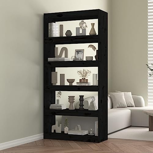 HANJIEFACAI Bücherregal/Raumteiler Schwarz 80x30x167,4 cm Massivholz Kiefer Shelves for Bedroom Book Shelf Bookshelves Display Cabinet für Wohnzimmer Arbeitszimmer Balkon Flur HANJIEFACAI Bücherregal/Raumteiler Schwarz 80x30x167,4 cm Massivholz Kiefer Shelves for Bedroom Book Shelf Bookshelves Display Cabinet für Wohnzimmer Arbeitszimmer Balkon Flur von HANJIEFACAI