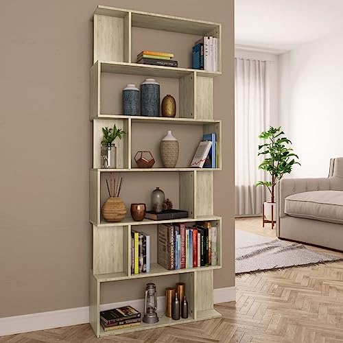 HANJIEFACAI Bücherregal/Raumteiler Sonoma-Eiche 80x24x192 cm Holzwerkstoff Small Shelf Cabinet Small Bookshelf Shelf Organizer für Flur Balkon Schlafzimmer Wohnzimmer von HANJIEFACAI