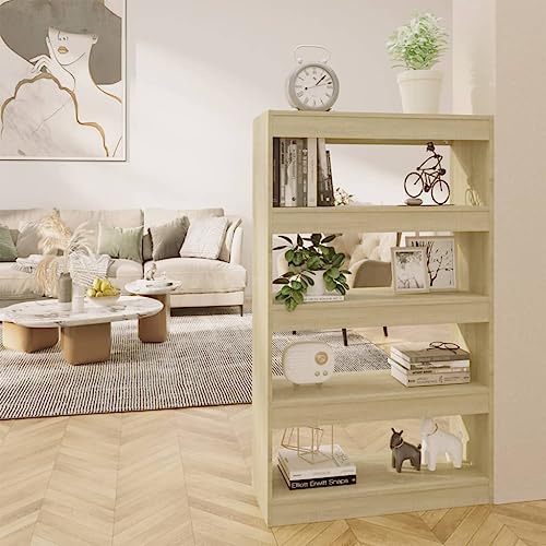 HANJIEFACAI Bücherregal/Raumteiler Sonoma-Eiche 80x30x135 cm Holzwerkstoff Small Bookcase Book Shelf Small Bookshelf Bookshelves für Wohnzimmer Arbeitszimmer Balkon Schlafzimmer von HANJIEFACAI