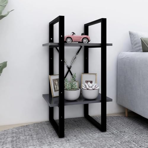 HANJIEFACAI Bücherregal 2 Fächer Grau 40x30x70 cm Holzwerkstoff Shelves for Bedroom Bookcase Small Bookshelf Book Shelves für Balkon Wohnzimmer Flur Arbeitszimmer von HANJIEFACAI