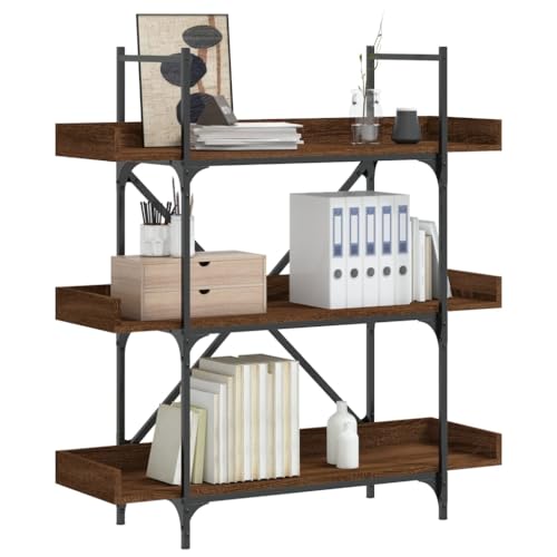 HANJIEFACAI Bücherregal 3 Böden Braun Eichen-Optik 100x33x108,5 cm Small Bookcase Book Shelf Small Bookshelf Display Cabinet für Flur Wohnzimmer Schlafzimmer Arbeitszimmer von HANJIEFACAI