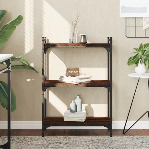 HANJIEFACAI Bücherregal 3 Böden Braun Eichen-Optik 60x30x86cm Holzwerkstoff Small Bookcase Cabinet Small Bookshelf Shelf Organizer für Schlafzimmer Wohnzimmer Arbeitszimmer Flur von HANJIEFACAI