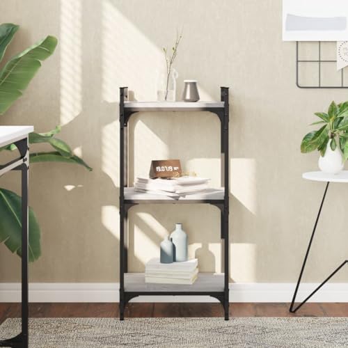 HANJIEFACAI Bücherregal 3 Böden Grau Sonoma 40x30x86 cm Holzwerkstoff Small Bookcase Cabinet Small Bookshelf Shelf Organizer für Schlafzimmer Wohnzimmer Arbeitszimmer Flur von HANJIEFACAI