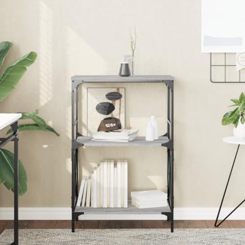 HANJIEFACAI Bücherregal 3 Böden Grau Sonoma 59x35x90,5 cm Holzwerkstoff Small Shelf Book Shelf Cabinet Shelves for Bedroom für Balkon Wohnzimmer Arbeitszimmer Schlafzimmer von HANJIEFACAI