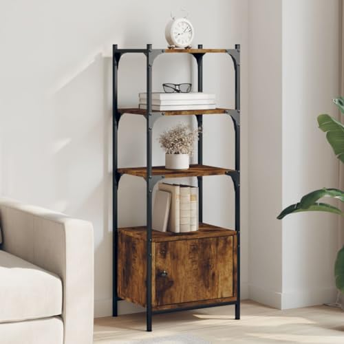 HANJIEFACAI Bücherregal 3 Böden Räuchereiche 41x30x109,5 cm Holzwerkstoff Vitrine Book Shelf Bookcase Display Cabinet für Flur Arbeitszimmer Wohnzimmer Balkon von HANJIEFACAI