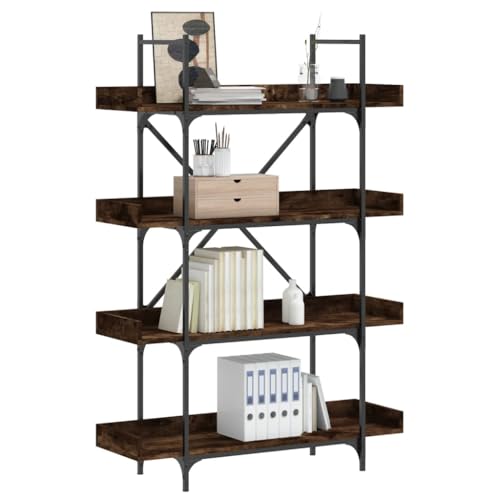 HANJIEFACAI Bücherregal 4 Böden Räuchereiche 100x33x145,5 cm Holzwerkstoff Small Bookcase Book Shelf Small Bookshelf Display Cabinet für Flur Wohnzimmer Schlafzimmer Arbeitszimmer von HANJIEFACAI