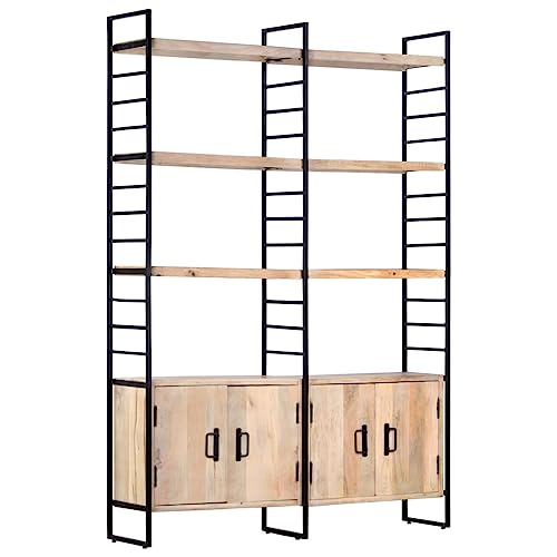 HANJIEFACAI Bücherregal 4 Etagen 124x30x180 cm Mango Massivholz Small Bookcase Book Shelf Cabinet Display Cabinet für Schlafzimmer Flur Arbeitszimmer Wohnzimmer von HANJIEFACAI