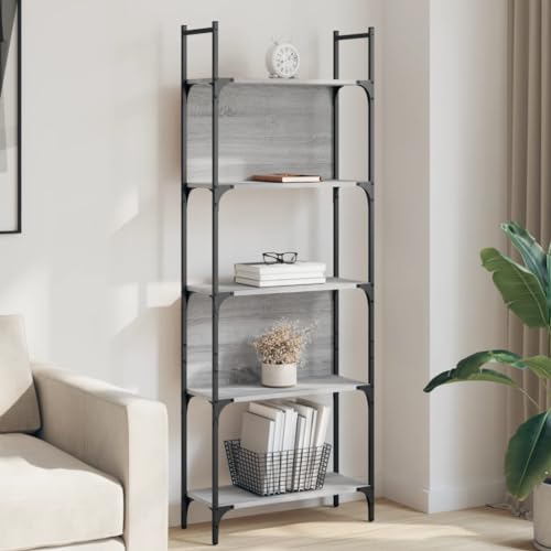 HANJIEFACAI Bücherregal 5 Böden Grau Sonoma 60,5x24x166,5 cm Holzwerkstoff Small Bookcase Book Shelf Cabinet Book Shelves für Balkon Arbeitszimmer Schlafzimmer Wohnzimmer HANJIEFACAI Bücherregal 5 Böden Grau Sonoma 60,5x24x166,5 cm Holzwerkstoff Small Bookcase Book Shelf Cabinet Book Shelves für Balkon Arbeitszimmer Schlafzimmer Wohnzimmer von HANJIEFACAI