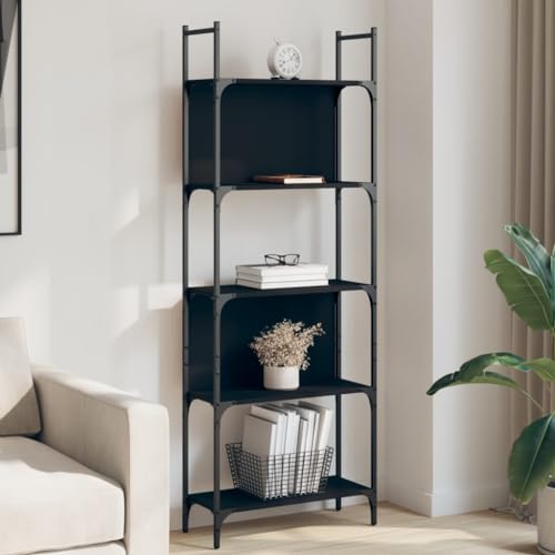 HANJIEFACAI Bücherregal 5 Böden Schwarz 60,5x24x166,5 cm Holzwerkstoff Small Bookcase Book Shelf Cabinet Book Shelves für Balkon Arbeitszimmer Schlafzimmer Wohnzimmer HANJIEFACAI Bücherregal 5 Böden Schwarz 60,5x24x166,5 cm Holzwerkstoff Small Bookcase Book Shelf Cabinet Book Shelves für Balkon Arbeitszimmer Schlafzimmer Wohnzimmer von HANJIEFACAI