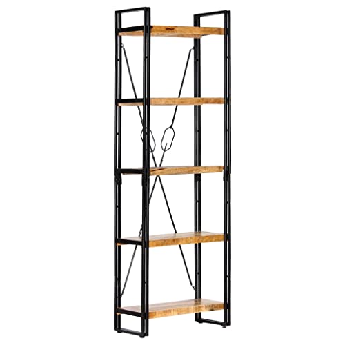 HANJIEFACAI Bücherregal 5 Fächer 60 x 30 x 180 cm Mango Massivholz Small Bookcase Book Shelf Cabinet Book Shelves für Wohnzimmer Balkon Schlafzimmer Flur von HANJIEFACAI
