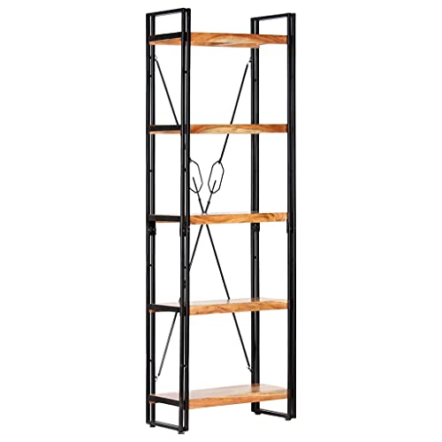 HANJIEFACAI Bücherregal 5 Fächer 60x30x180 cm Akazie Massivholz Small Bookcase Book Shelf Cabinet Book Shelves für Wohnzimmer Balkon Schlafzimmer Flur von HANJIEFACAI