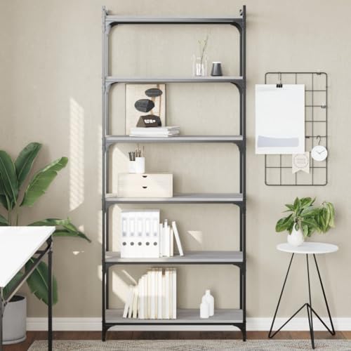 HANJIEFACAI Bücherregal 6 Böden Grau Sonoma 80x30x188 cm Holzwerkstoff Small Bookcase Cabinet Small Bookshelf Shelf Organizer für Schlafzimmer Wohnzimmer Arbeitszimmer Flur HANJIEFACAI Bücherregal 6 Böden Grau Sonoma 80x30x188 cm Holzwerkstoff Small Bookcase Cabinet Small Bookshelf Shelf Organizer für Schlafzimmer Wohnzimmer Arbeitszimmer Flur von HANJIEFACAI