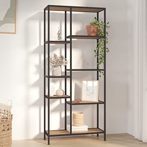 HANJIEFACAI Bücherregal 80x30x180 cm Stahl und Holzwerkstoff Small Shelf Book Shelf Small Bookshelf Book Shelves für Schlafzimmer Arbeitszimmer Flur Wohnzimmer von HANJIEFACAI