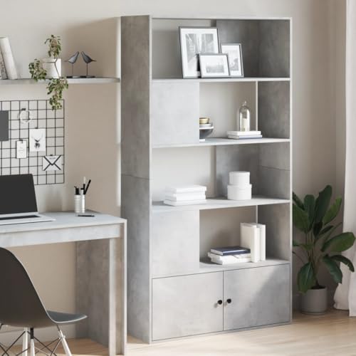 HANJIEFACAI Bücherregal Betongrau 100x36x189 cm Holzwerkstoff Small Shelf Cabinet Small Bookshelf Shelf Organizer für Balkon Flur Arbeitszimmer Schlafzimmer von HANJIEFACAI