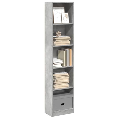 HANJIEFACAI Bücherregal Betongrau 40x24x176 cm Holzwerkstoff Small Shelf Book Shelf Small Bookshelf Book Shelves für Wohnzimmer Flur Schlafzimmer Balkon von HANJIEFACAI
