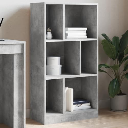 HANJIEFACAI Bücherregal Betongrau 57x28,5x107,5 cm Holzwerkstoff Vitrine Book Shelf Cabinet Shelf Organizer für Balkon Wohnzimmer Schlafzimmer Arbeitszimmer von HANJIEFACAI