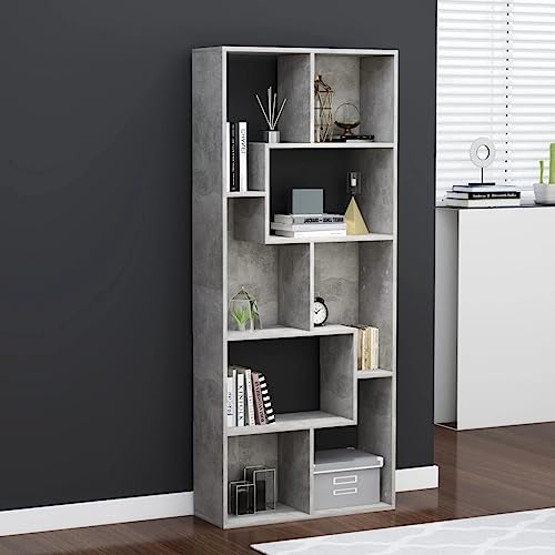 HANJIEFACAI Bücherregal Betongrau 67x24x161 cm Holzwerkstoff Small Bookcase Bookcase Small Bookshelf Shelf Organizer für Schlafzimmer Wohnzimmer Flur Arbeitszimmer von HANJIEFACAI