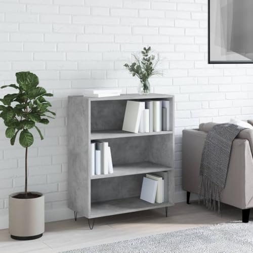 HANJIEFACAI Bücherregal Betongrau 69,5x32,5x90 cm Holzwerkstoff Vitrine Book Shelf Bookcase Bookshelves für Arbeitszimmer Flur Balkon Wohnzimmer von HANJIEFACAI