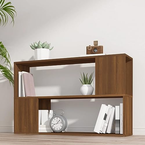 HANJIEFACAI Bücherregal Braun Eichen-Optik 100x24x63 cm Holzwerkstoff Vitrine Bookcase Cabinet Small Bookshelf für Schlafzimmer Balkon Arbeitszimmer Wohnzimmer von HANJIEFACAI