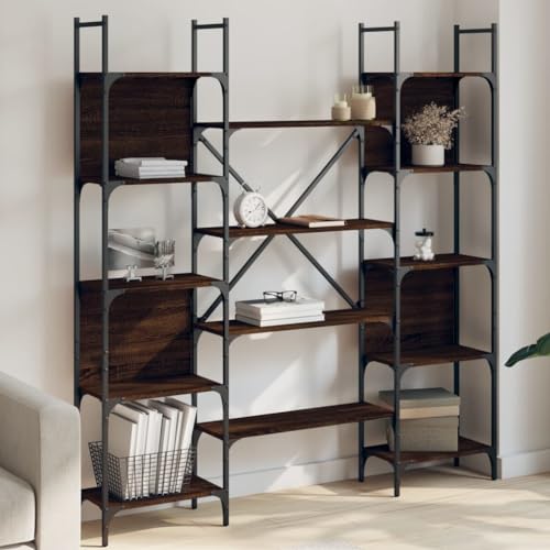 HANJIEFACAI Bücherregal Braun Eichen-Optik 155,5x24x166,5 cm Holzwerkstoff Small Bookcase Book Shelf Cabinet Book Shelves für Balkon Arbeitszimmer Schlafzimmer Wohnzimmer HANJIEFACAI Bücherregal Braun Eichen-Optik 155,5x24x166,5 cm Holzwerkstoff Small Bookcase Book Shelf Cabinet Book Shelves für Balkon Arbeitszimmer Schlafzimmer Wohnzimmer von HANJIEFACAI