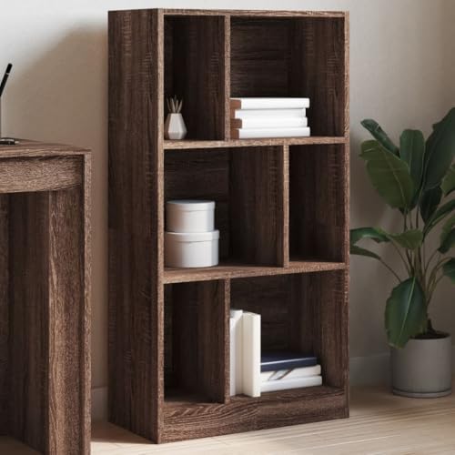 HANJIEFACAI Bücherregal Braun Eichen-Optik 57x28,5x107,5 cm Holzwerkstoff Vitrine Book Shelf Cabinet Shelf Organizer für Balkon Wohnzimmer Schlafzimmer Arbeitszimmer von HANJIEFACAI