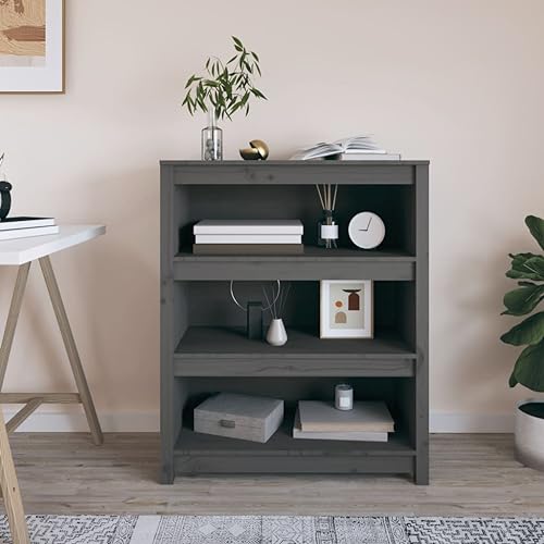 HANJIEFACAI Bücherregal Grau 80x35x97 cm Massivholz Kiefer Bücherregal Book Shelf Cabinet Small Bookshelf für Schlafzimmer Arbeitszimmer Flur Balkon HANJIEFACAI Bücherregal Grau 80x35x97 cm Massivholz Kiefer Bücherregal Book Shelf Cabinet Small Bookshelf für Schlafzimmer Arbeitszimmer Flur Balkon von HANJIEFACAI
