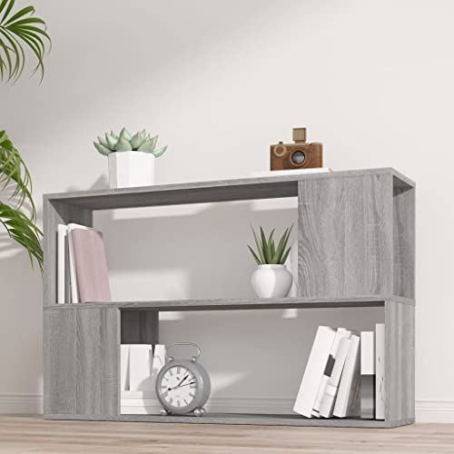 HANJIEFACAI Bücherregal Grau Sonoma 100x24x63 cm Holzwerkstoff Vitrine Bookcase Cabinet Small Bookshelf für Schlafzimmer Balkon Arbeitszimmer Wohnzimmer von HANJIEFACAI