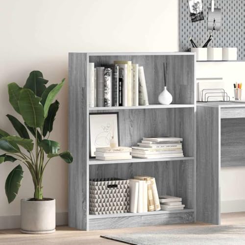 HANJIEFACAI Bücherregal Grau Sonoma 80x24x109 cm Holzwerkstoff Small Shelf Book Shelf Small Bookshelf Book Shelves für Wohnzimmer Flur Schlafzimmer Balkon von HANJIEFACAI