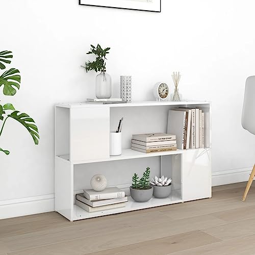 HANJIEFACAI Bücherregal Hochglanz-Weiß 100x24x63 cm Holzwerkstoff Vitrine Bookcase Cabinet Small Bookshelf für Schlafzimmer Balkon Arbeitszimmer Wohnzimmer von HANJIEFACAI