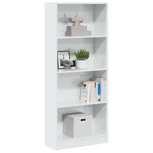 HANJIEFACAI Bücherregal Hochglanz-Weiß 60x24x143 cm Holzwerkstoff Small Shelf Book Shelf Small Bookshelf Book Shelves für Wohnzimmer Flur Schlafzimmer Balkon von HANJIEFACAI