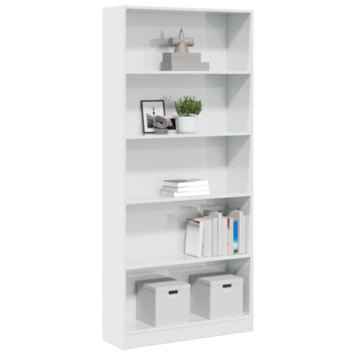HANJIEFACAI Bücherregal Hochglanz-Weiß 80x24x176 cm Holzwerkstoff Small Shelf Book Shelf Small Bookshelf Book Shelves für Wohnzimmer Flur Schlafzimmer Balkon von HANJIEFACAI