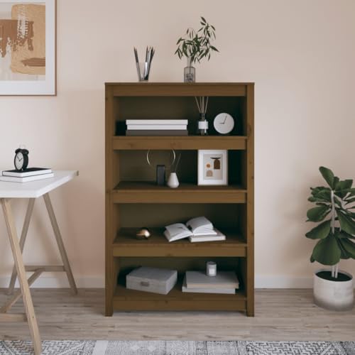 HANJIEFACAI Bücherregal Honigbraun 80x35x126 cm Massivholz Kiefer Bücherregal Book Shelf Cabinet Small Bookshelf für Schlafzimmer Arbeitszimmer Flur Balkon von HANJIEFACAI