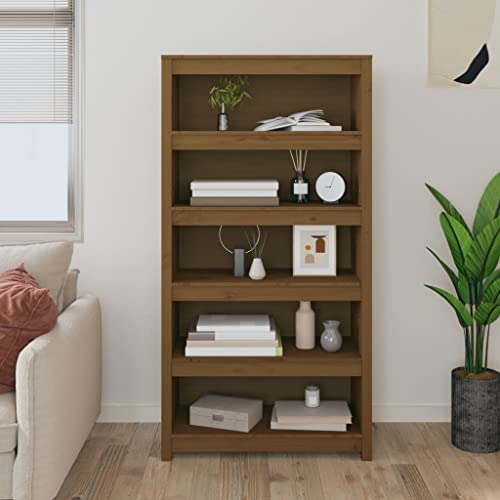 HANJIEFACAI Bücherregal Honigbraun 80x35x154 cm Massivholz Kiefer Bücherregal Book Shelf Cabinet Small Bookshelf für Schlafzimmer Arbeitszimmer Flur Balkon von HANJIEFACAI