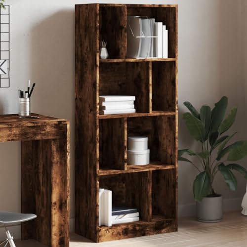HANJIEFACAI Bücherregal Räuchereiche 57x28,5x141 cm Holzwerkstoff Vitrine Book Shelf Cabinet Shelf Organizer für Balkon Wohnzimmer Schlafzimmer Arbeitszimmer von HANJIEFACAI