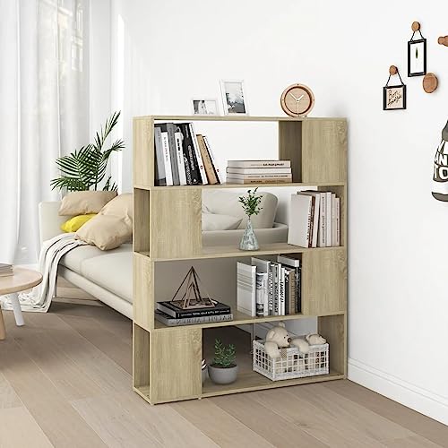 HANJIEFACAI Bücherregal Raumteiler Sonoma-Eiche 100x24x124 cm Small Bookcase Bookcase Cabinet Bookshelves für Flur Balkon Arbeitszimmer Wohnzimmer von HANJIEFACAI