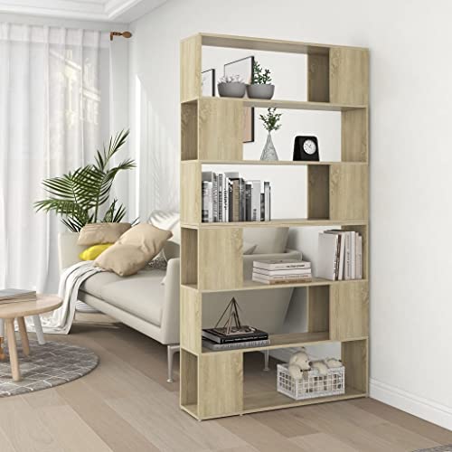 HANJIEFACAI Bücherregal Raumteiler Sonoma-Eiche 100x24x188 cm Small Shelf Bookcase Cabinet Display Cabinet für Flur Schlafzimmer Arbeitszimmer Balkon von HANJIEFACAI