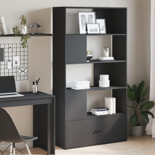 HANJIEFACAI Bücherregal Schwarz 100x36x189 cm Holzwerkstoff Small Shelf Cabinet Small Bookshelf Shelf Organizer für Balkon Flur Arbeitszimmer Schlafzimmer von HANJIEFACAI