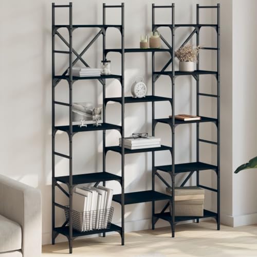 HANJIEFACAI Bücherregal Schwarz 127,5x28,5x172,5 cm Holzwerkstoff Small Shelf Bookcase Small Bookshelf Display Cabinet für Arbeitszimmer Flur Wohnzimmer Schlafzimmer HANJIEFACAI Bücherregal Schwarz 127,5x28,5x172,5 cm Holzwerkstoff Small Shelf Bookcase Small Bookshelf Display Cabinet für Arbeitszimmer Flur Wohnzimmer Schlafzimmer von HANJIEFACAI