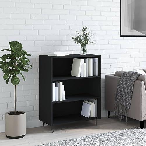 HANJIEFACAI Bücherregal Schwarz 69,5x32,5x90 cm Holzwerkstoff Vitrine Book Shelf Bookcase Bookshelves für Arbeitszimmer Flur Balkon Wohnzimmer von HANJIEFACAI